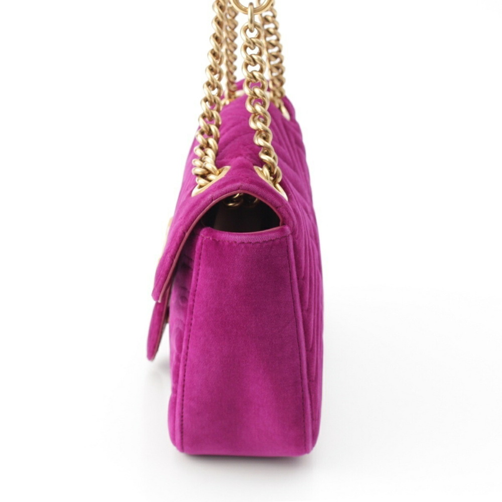 Gucci Velour Chain Pink GG Shoulder Bag Marmont - Picture 3 of 10